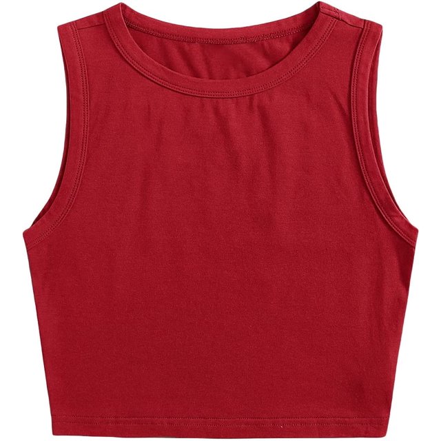 playera básica sin mangas con cuello redondo y espalda cruzada para mujer rojo vino XL rojo vino XL Xishao ropa