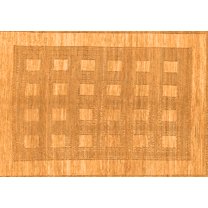 Ahgly Company Indoor Rectangle Checkered Orange Modern Area Rugs, 7' x 10'