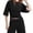 Black, variant on Women's Ribbed Knit Tracksuit Full Set Summer 2 Piece Pullover Tops and Pants Loungewear Co Ord Sets with Pockets Gray L