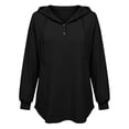 thumbnail image 3 of THNCYX Women Waffle Knit Hooded Henley Shirts Drawstring Hoodies Long Sleeve Tops Loose Fit Casual Sweatshirt Fall Clothes, 3 of 7
