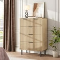 thumbnail image 3 of Twister.CK 5 Drawer Dresser for Bedroom, Modern Wood Chest of Drawers, Closet Dresser Organizer with Anti-Tipping Device for Hallway Entryway, Natural, 3 of 7