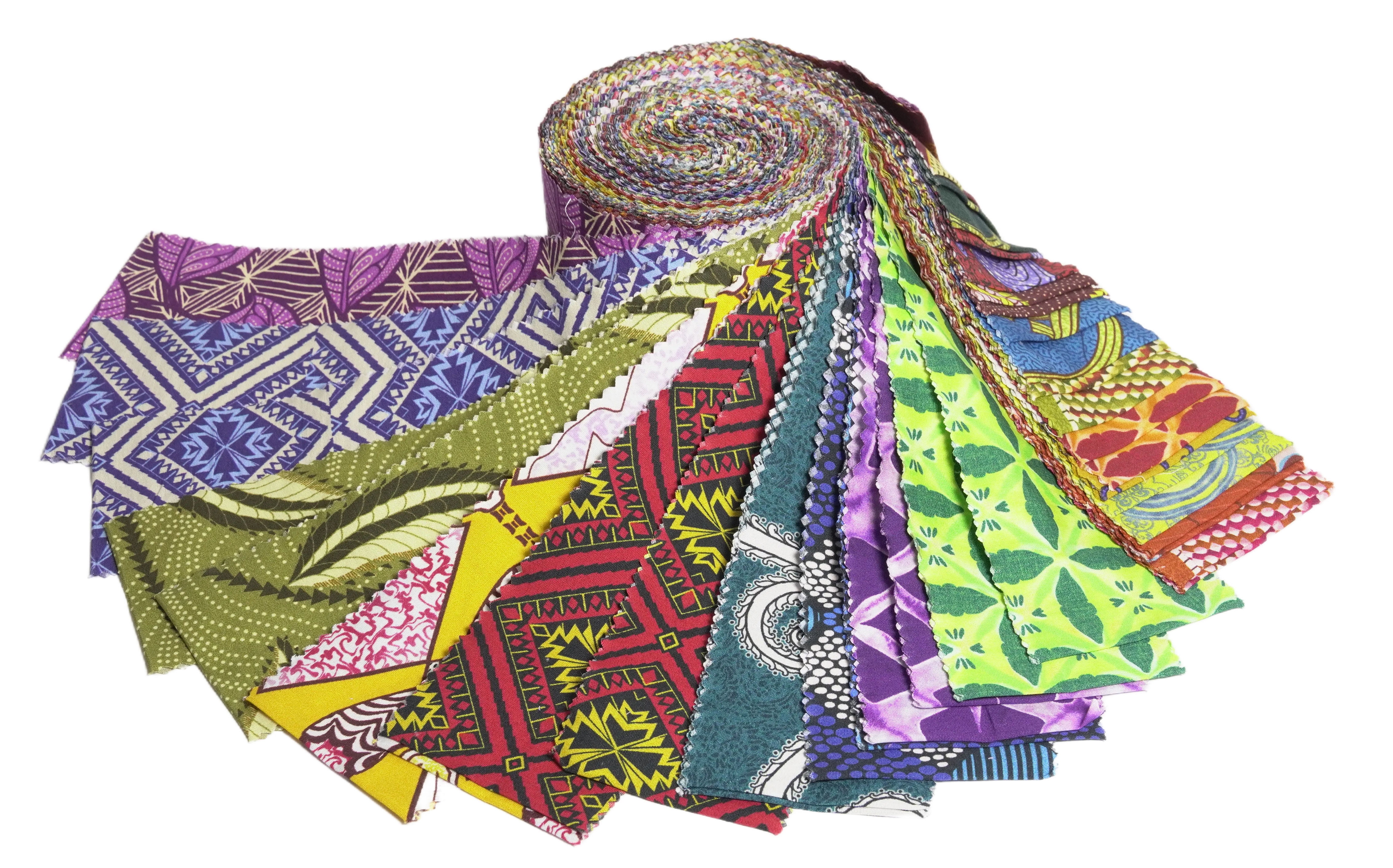 Soimoi 40Pcs African Floral Print Precut Fabrics Strips Roll Up 2.5x42inches Cotton Jelly Rolls for Quilting