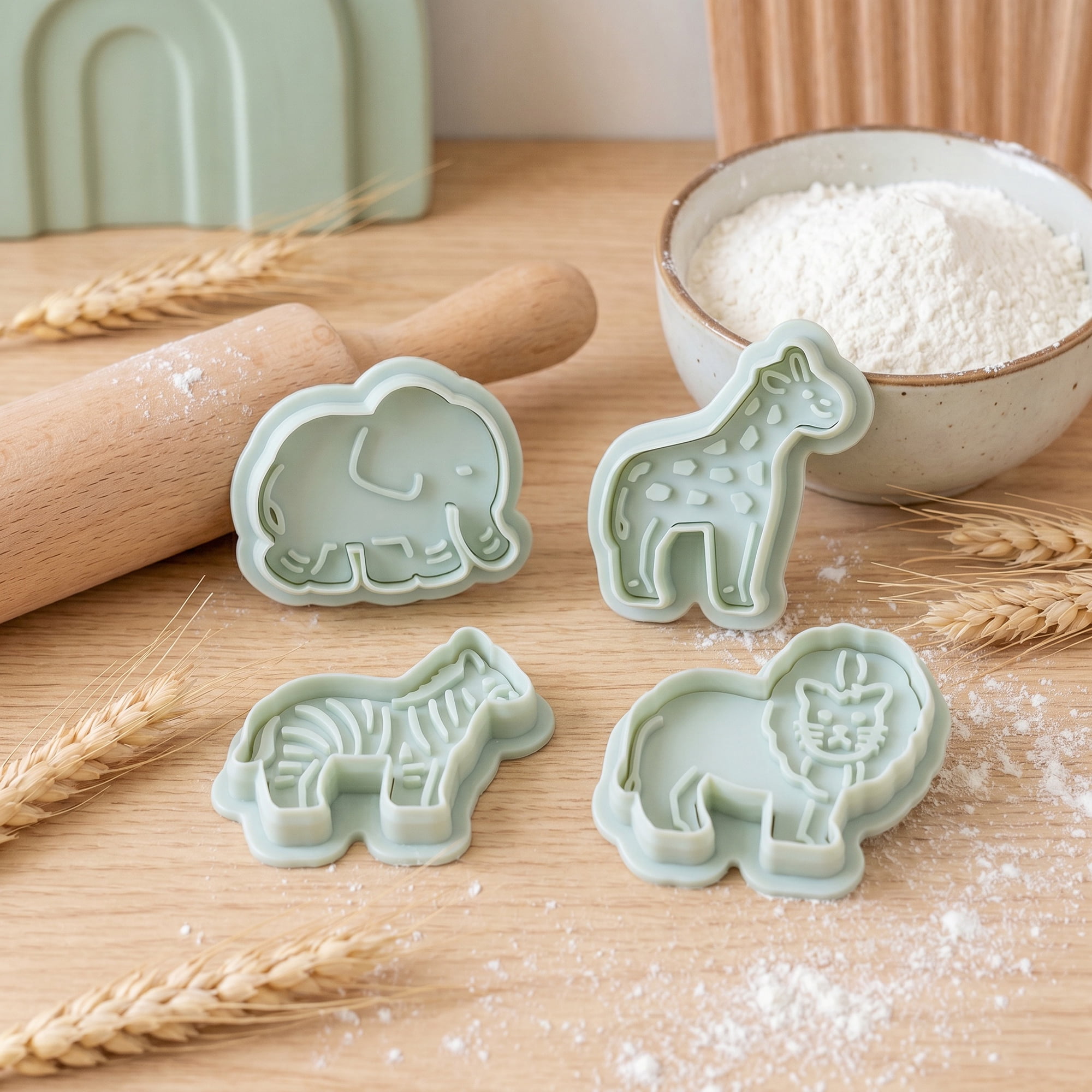 Unique Bargains 4Pcs Stamped Pattern Plastic Cookie Cutters Set White-4