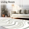 thumbnail image 2 of ODIKA 4'x6' Machine Washable Non-Slip Area Rug, Modern Minimalist Wave Motif With Fluid Curves And Balanced Spacing High Traffic Rug with Pad, Gray, 704185, 2 of 8