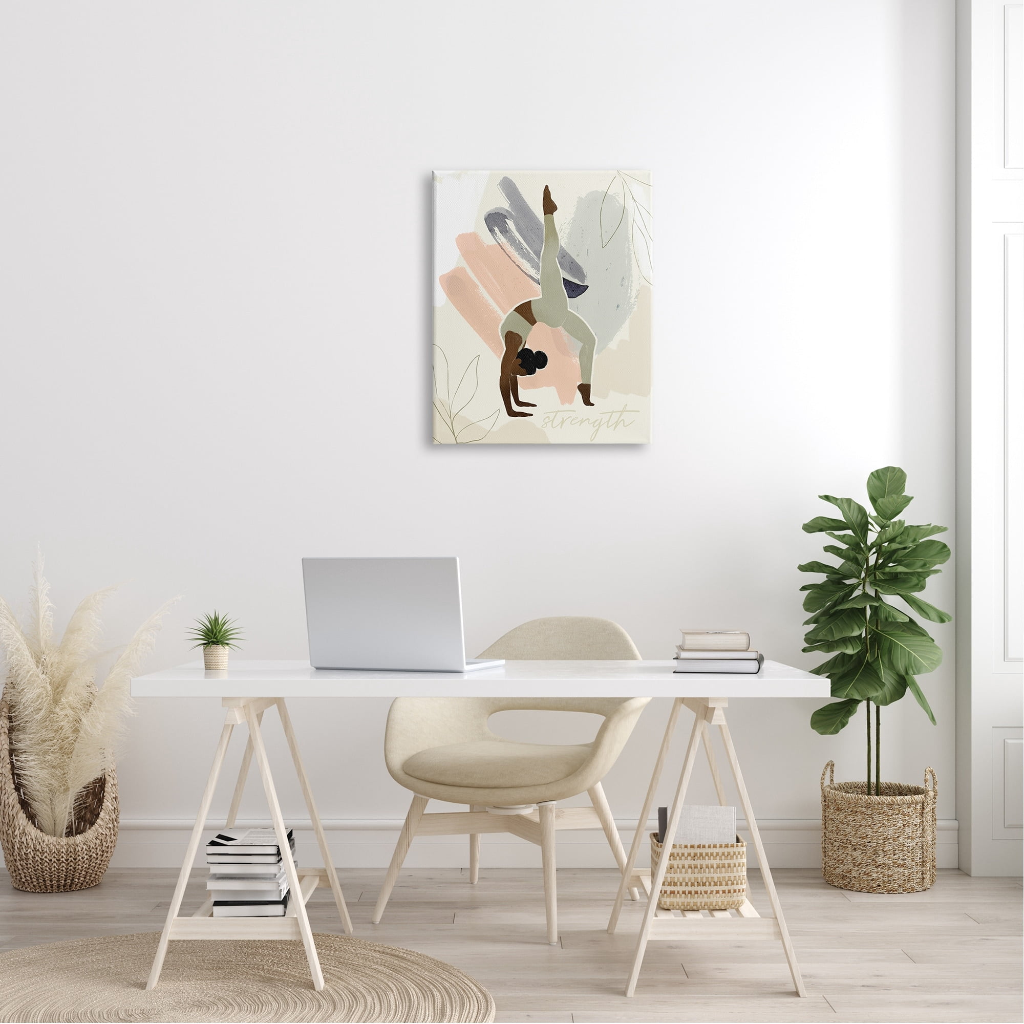 Stupell Industries Strength Abstract Leaf Simple Yoga Fitness Person Graphic Art Gallery-Wrapped Canvas Print Wall Art, 24x30, by Victoria Barnes