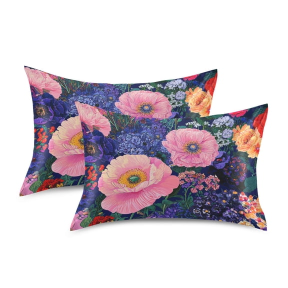Yayeee Pillowcase Standard Size Set of 2 Satin Wrinkle Resistant Envelope Pillow Case, Beautiful Floral Pattern