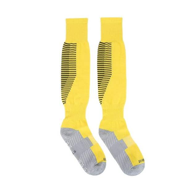 1 par/set de calcetines de tubo gruesos antideslizantes hasta la rodilla para deporte de fútbol para hombre, rayas amarillas y negras YUNYI BRAND Deportes