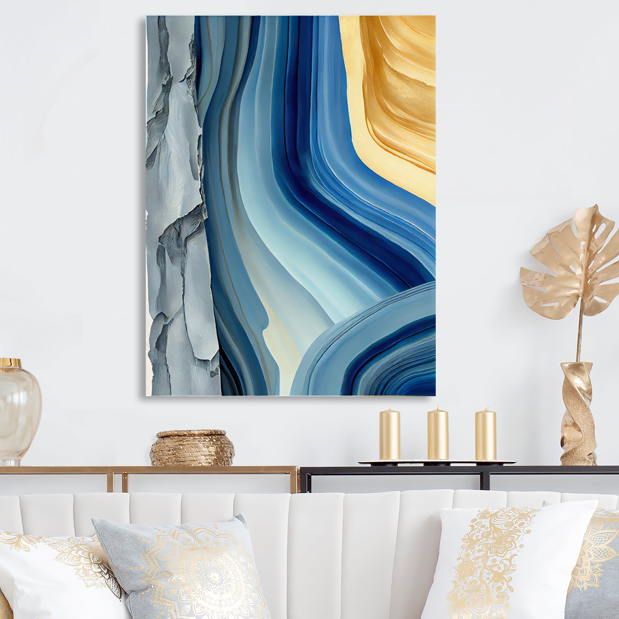 Designart Bold Blue Brush Strokes III Canvas Wall Art