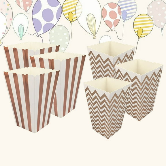 Toddmomy 50Pcs Foldable Popcorn Containers Rose Gold Thread Rectangular For Birthdays Bridal Showers And Baby Showers