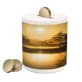 thumbnail image 1 of Nature Piggy Bank, Idyllic Sunrise in the Bog with Tree Reflections on Lake Misty Morning Scenery, Ceramic Coin Bank Money Box for Cash Saving, 3.6" X 3.2", Sepia, by Ambesonne, 1 of 4