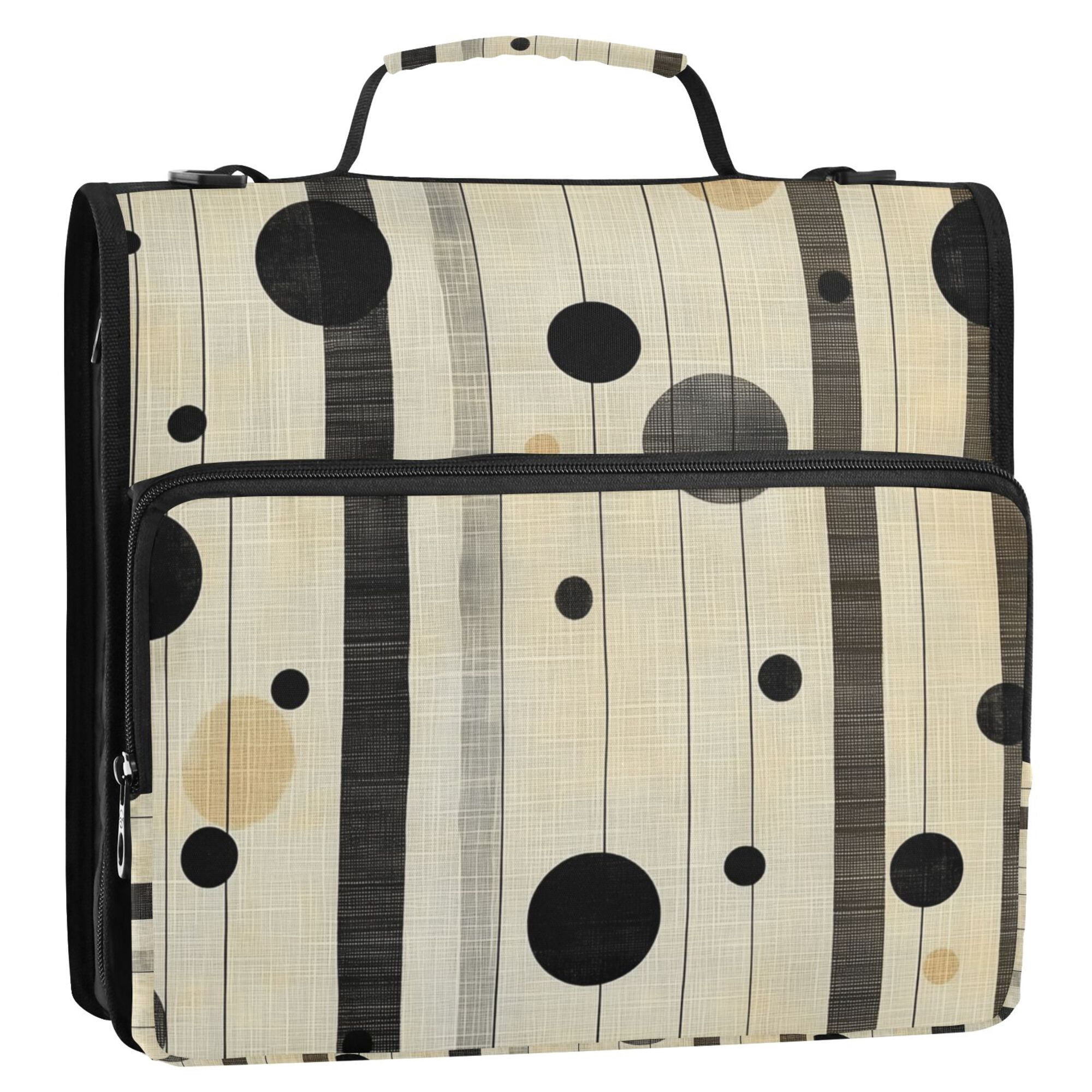 FORMRS Zipper Binder with Shoulder Strap 2-inch Ring 500 Sheet Capacity File Bag, Stripes Pattern