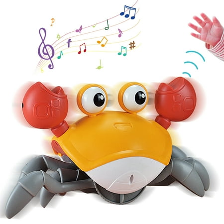 

Baby Escape Crawling Crab Interactive Learning Toys Infant Tummy/Bath Toys with Musical Sounds & Lights Moving Sensory Induction Crabs for Toddler