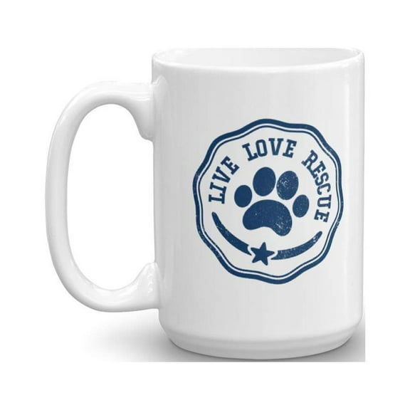 Live Love Rescue Ceramic Coffee & Tea Gift Mug, Items & Accessories, Shelter Decorations For Animal Advocates, Rescuers, Lovers Men & Women (15oz)