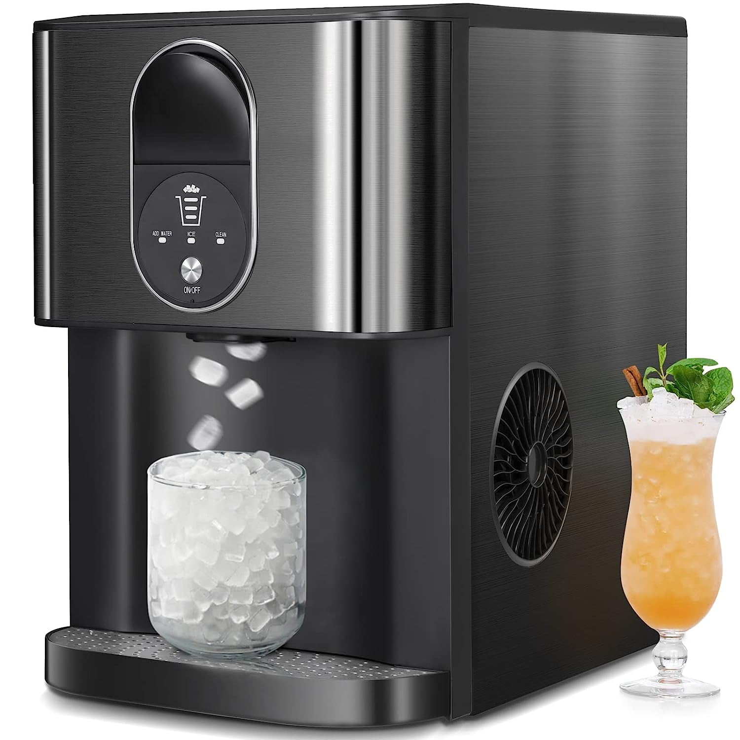 AGLUCKY Nugget Ice Maker,Countertop Ice Maker with Soft Chewable Ice,44