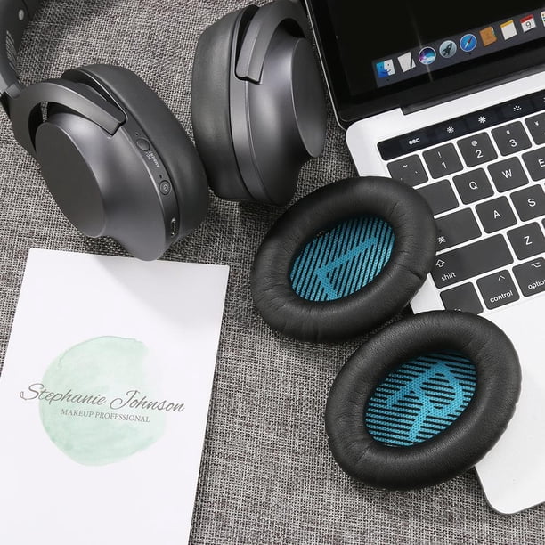 Almohadillas 1 par L/R Almohadillas de cuero para auriculares Bose QC25 ( ) Negro Azul
