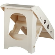 SuperDeal 24L 15.5W Lightweight Folding 4-Step Pet Stairs for Bed Sofa W/Washable Carpet PP Beige