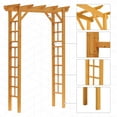 thumbnail image 3 of Outsunny 7' Wood Steel Outdoor Garden Arched Trellis Arbor with Natural Fir Wood & Side Panel for Climbing Vines, 3 of 11