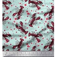 thumbnail image 1 of Soimoi Polyester Crepe Fabric Dot & Lobster Ocean Print Sewing Fabric Yard 52 Inch Wide, 1 of 3