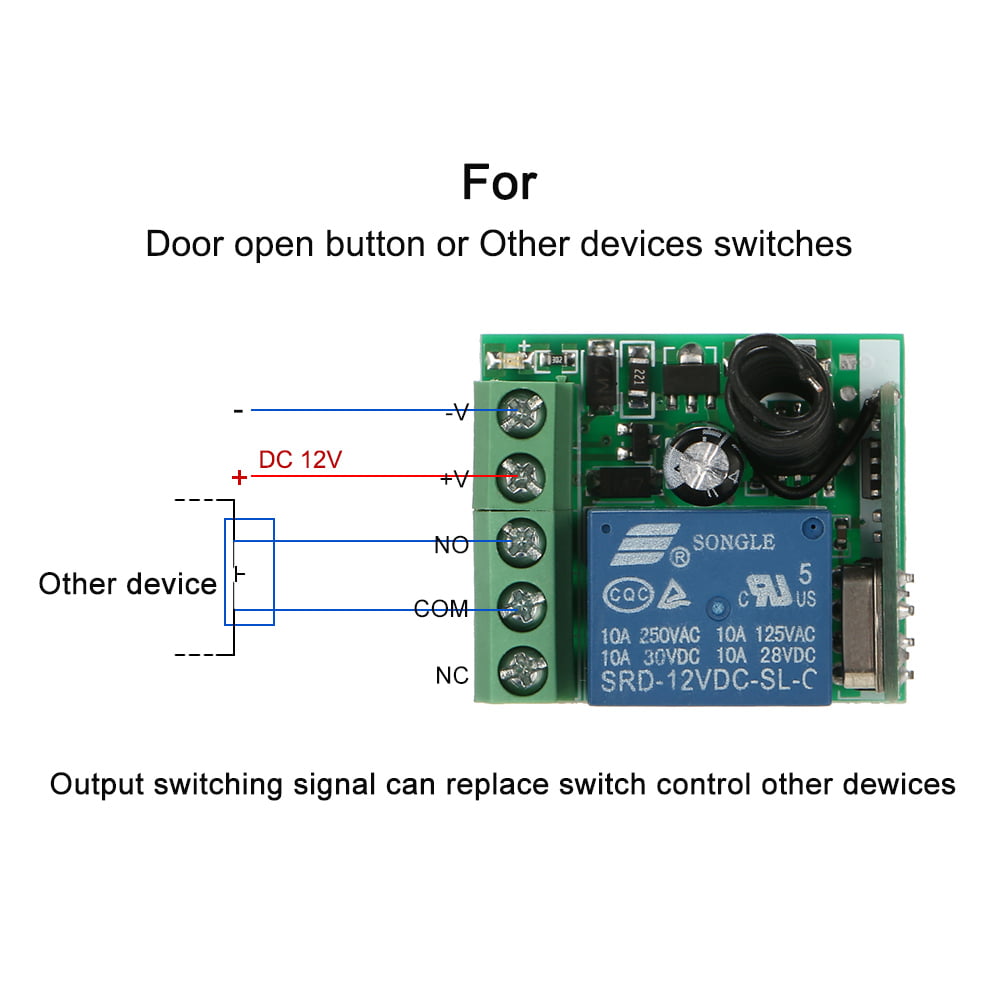 Details about   1Channel DC 12V RF 100M Wireless Remote Control Switch Transmitter+Receiver S99 
