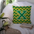 thumbnail image 3 of Letter X Chevron Green and Gold Fabric Decorative Pillow, 3 of 4