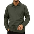 thumbnail image 4 of Men's Polo Shirts Fall Winter Long Sleeve Tops Solid Color Button Down Collared Casual Soft Mens Dress Shirts, 4 of 5