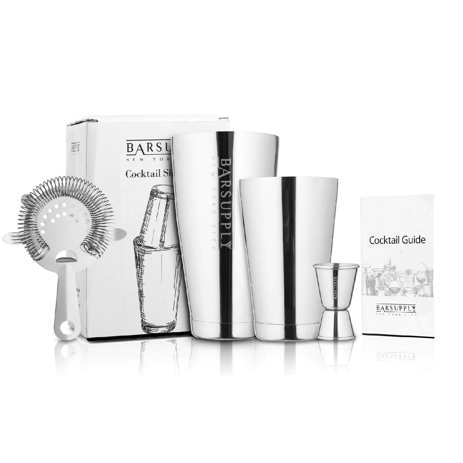 BARSUPPLY Professional 4Piece Boston Cocktail Shaker Set