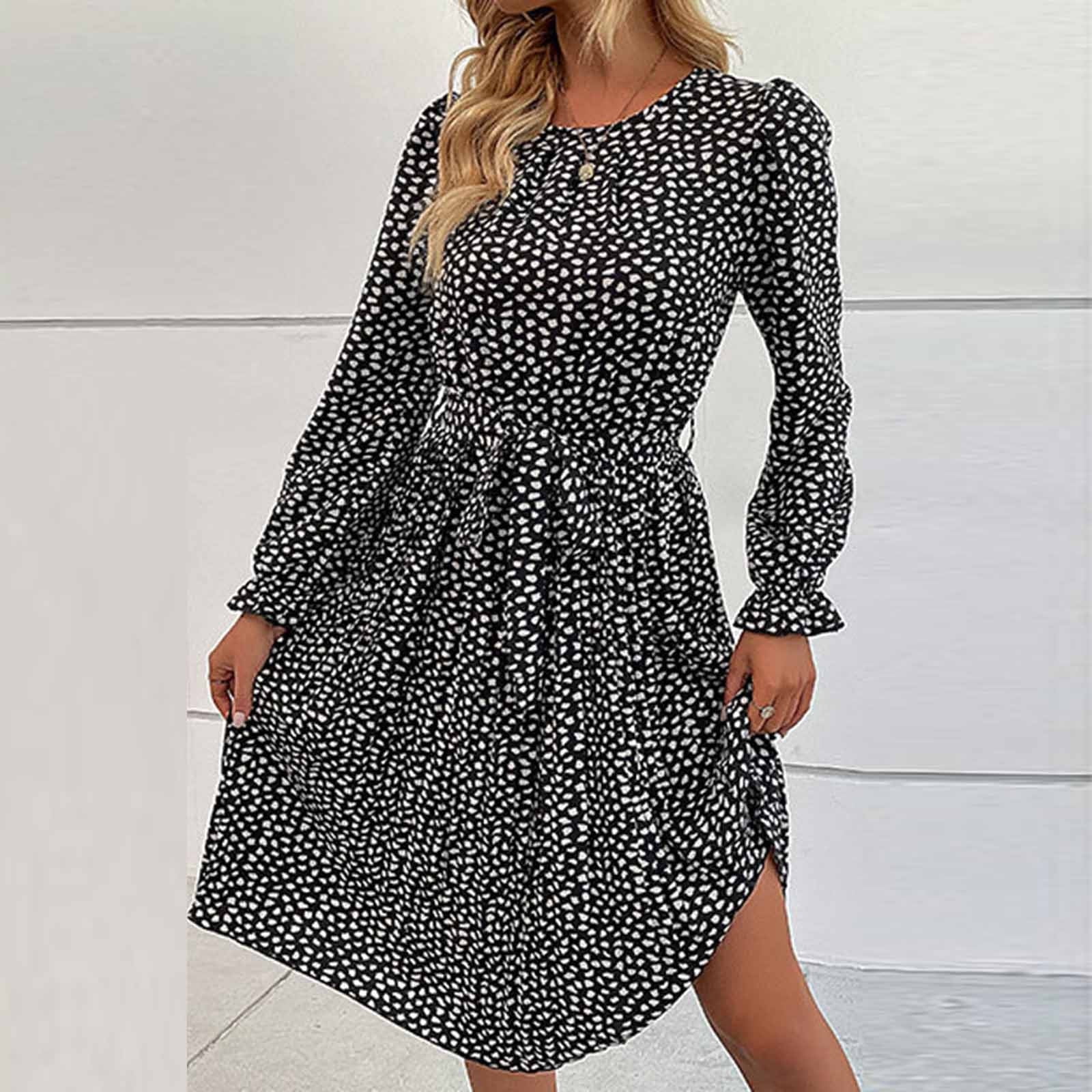 Finelylove Woman Summer Dresses Petite Summer Dresses VNeck Printed