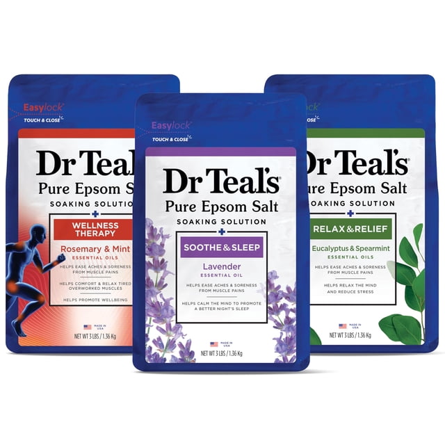 Trío de lavanda, eucalipto y bienestar del Dr. Teal's de Epsom Salt, 4,08 kg