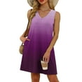 thumbnail image 4 of Vestido Corto para Mujeres Verano sin Mangas Cuello en V, Impresión de Moda con Bolsillos, Poliéster de Algodón Casual, 4 of 8