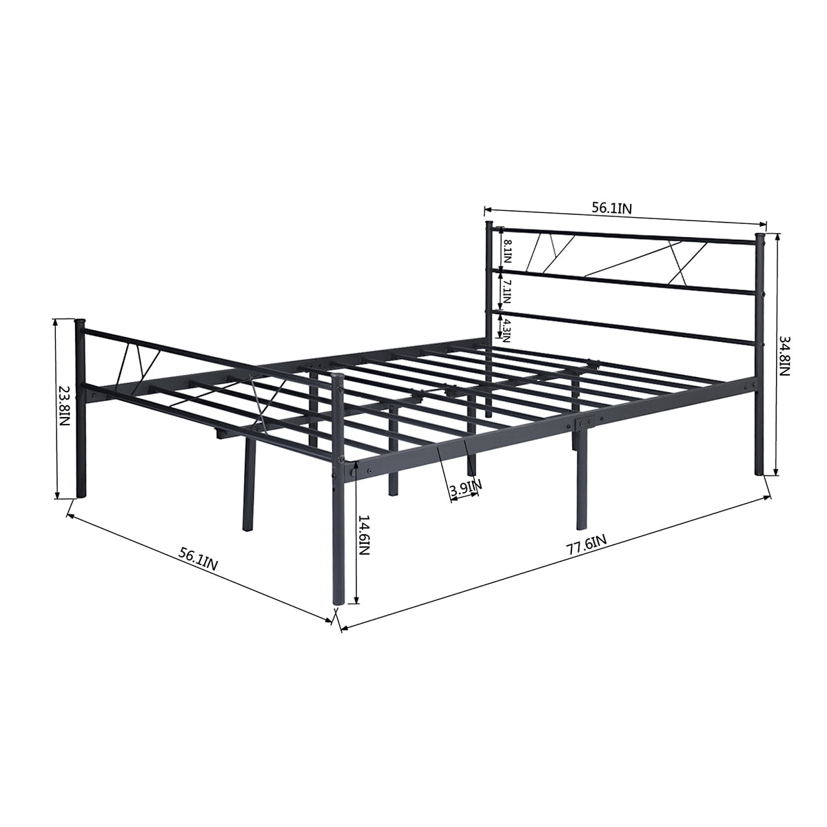 Private Jungle 77.5"*57.4" Full Size Single Metal Bed Frame, Platform Bed For Adult And Children Used In Bedroom Or Dormitory, Black Private Jungle 77.5"*57.4" Full Size Single Metal Bed Frame, Platform Bed For Adult And Children Used In Bedroom Or Dormitory, Black