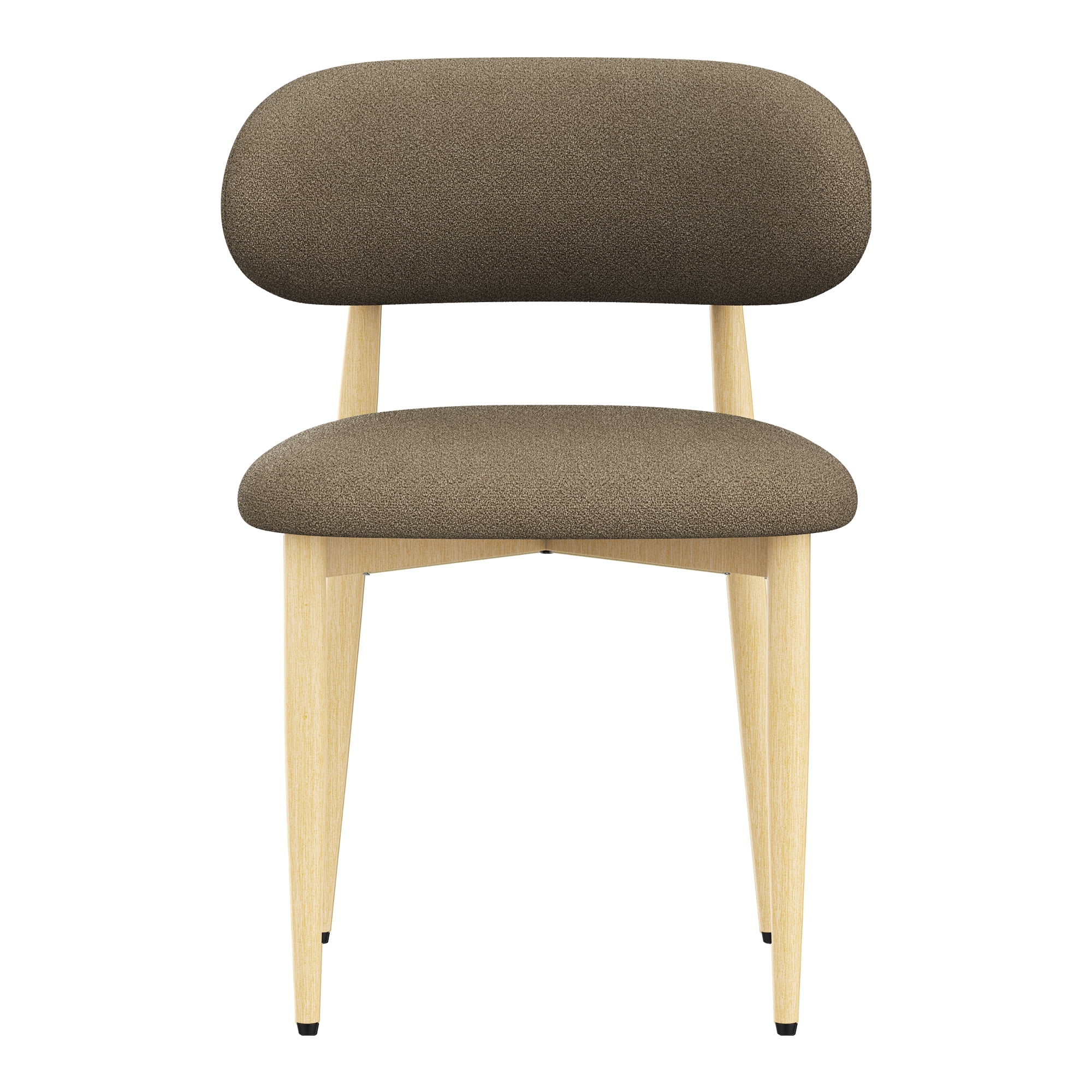 Mintazer Modern Upholstered Dining Chairs Set of 4, Minimalist Padded Kitchen Chairs with Lamb Wool Fabric & Non‑Slip Foot Pads for Dining Room Kitchen Small Apartment, Coffee