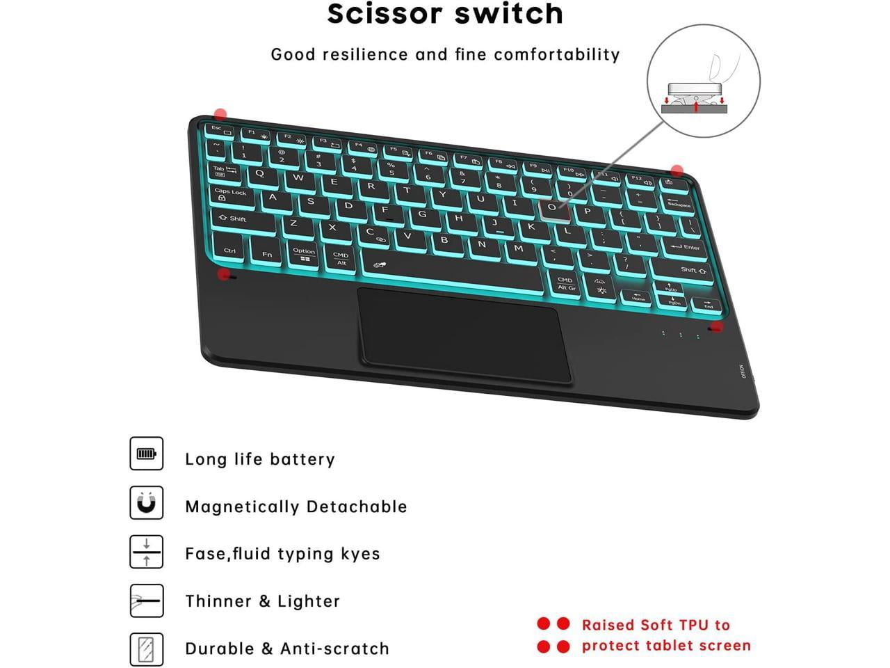 Backlit Touch Case with Keyboard for iPad 10th Generation 10.9 inch 2022 Multi-Touch Trackpad - Detachable Wireless Keyboard Cover with Pencil Holder