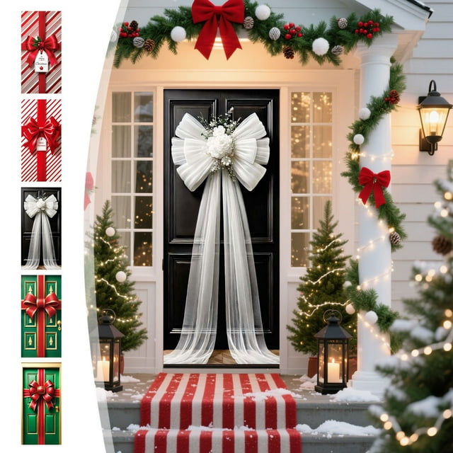 Funda Navideña para Puerta de 90 X 180 Cm (35 X 71 Pulgadas) | Decoración Multicolor para Fiestas y Festivales | Material: Nailon y Elastano | Tamaño: 1 Unidad