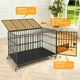 thumbnail image 5 of 49 Inch Heavy Duty 3-Door Dog Crate with Wheels, Escape-Proof Metal Kennel for Large Dogs, Removable Tray, Black, 5 of 8