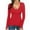 Red, variant on Srogem Womens Long Sleeve Shirts Tops Deep V Neck Ribbed Knit Fall Casual Slim Fit Basic Sexy T-Shirt