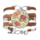 thumbnail image 1 of Antique Rose Acuarela Flor de la planta Pulsera de cuero Negro trenzado pulsera de cuerda de amor Unbranded M, 1 of 3