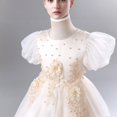 thumbnail image 4 of Girls Elegant Princess Party Dress Embroidered Lace Tulle Gown for Birthday Wedding Formal Wear, 4 of 5