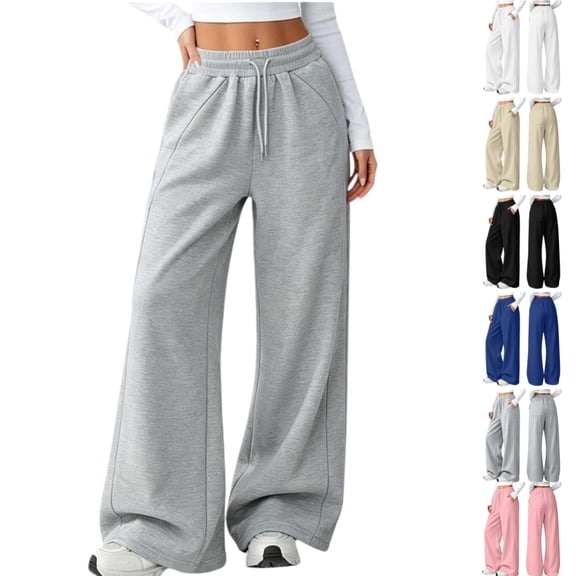 longantii Girls Sweatpants Casual Wide Leg Lounge Pants High Waisted Drawstring Baggy Joggers Oversized Loose Soft Track Trousers Girls Sweat Pants for School with Pockets