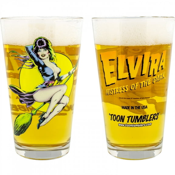 Pop Culture 896862 Elvira Broom Stick Ride Pint Glass