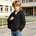 thumbnail image 6 of Hoodies for Boys Quarter Zip Waffle Knit Pullover Hooded Sweatshirt Tops Fall Winter Casual Sweatshirts Back to School Clothes 3-14 Years, 6 of 6