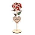thumbnail image 2 of sunsanly Wood Mama Rose Decoration with Stable Round Base Wooden 3D Carved Rose Flower Desktop Ornament Romantic Mother's Day Gift, 2 of 7