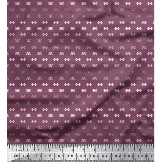 Soimoi Crepe Silk Fabric Arrow Small Print Fabric by The Yard 42 Inch Wide