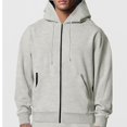 thumbnail image 2 of YLSDY Men's Full Zip Hoodie Long Sleeve Sweatshirt Basic Fleece Solid Color Hooded Jacket Warm Comfortable Lightweight Sportwear Outwear Winter Gray M, 2 of 8