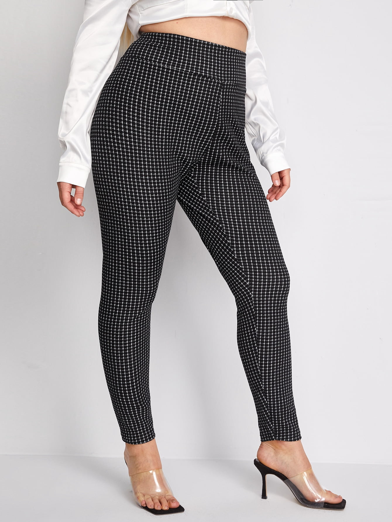 Wide Waistband Plaid Leggings 3XL 