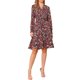 thumbnail image 2 of Vestido de manga larga INSPIRE CHIC para mujer, con escote en V, floral, con cintura fruncida, volantes, corte A, hasta la rodilla, en rojo y negro, 2 of 6