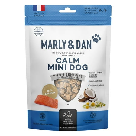 Marly & Dan Small TMA2 Breed Calming Dog Treats for Small Dogs  Functional Mini Dog Treats Made in France with Salmon  Chamomile  and Sweet Potato for Anxiety  Stress  & Relaxation  3.5 oz Bag