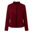 thumbnail image 5 of Women Casual Slim Top Button Long Sleeve Stand Solid Business Jacket Trendy Short Coat Womens Shirt Jacket Women Suit Jacket Cute Fall Jackets for Women Women Light Jackets Casual Casual Women Dress, 5 of 8