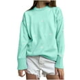 thumbnail image 2 of Jjayotai Cute Pullover Sweaters for Women, Y2k Oversized Crewneck Sweatshirt, Heart Graphic Print Crochet Knit Long Sleeve Tops Green M, 2 of 4