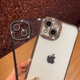 thumbnail image 5 of for iPhone 13 Case Plating Electroplate with Bling Glitter Sparkle Diamond Camera Lens Edge Cover Crystal Clear & Matte Luxury Elegant Bumper Shockproof Case for Girls Women -Black, 5 of 11
