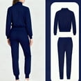 thumbnail image 3 of Scrub Set with Long Sleeve for Women Scrub Top & Jogger Scrub Pants Medical Working Uniforms with Pockets Navy XS, 3 of 3